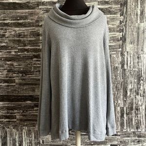 Chelsea & Theodore grey Waffle knit cowl neck top Women’s XL NEW with tags